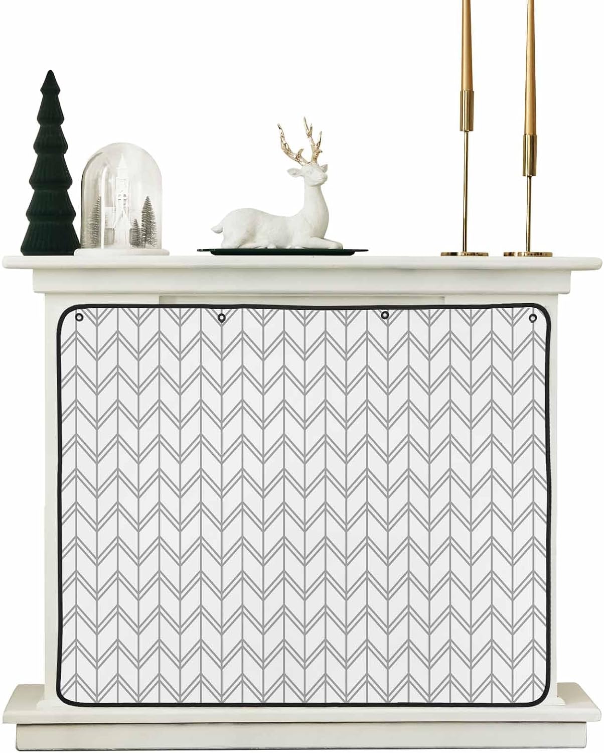Magnetic Fireplace Cover Blue Geometric Waves Fireplace Screen Decorative Abstract Stripes Insulation Fireplaces Blocker Blanket Save Energy Fireplaces Draft Stopper Covers for Living Room 45x34 Inch