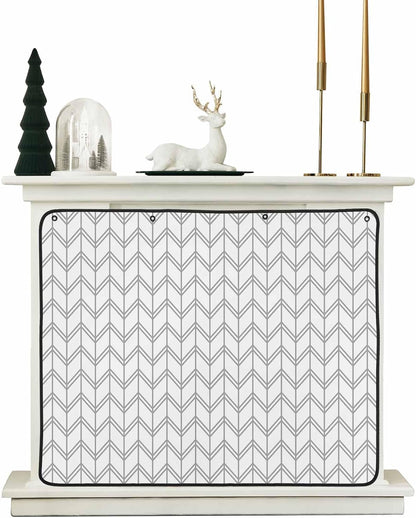 Magnetic Fireplace Cover Blue Geometric Waves Fireplace Screen Decorative Abstract Stripes Insulation Fireplaces Blocker Blanket Save Energy Fireplaces Draft Stopper Covers for Living Room 45x34 Inch