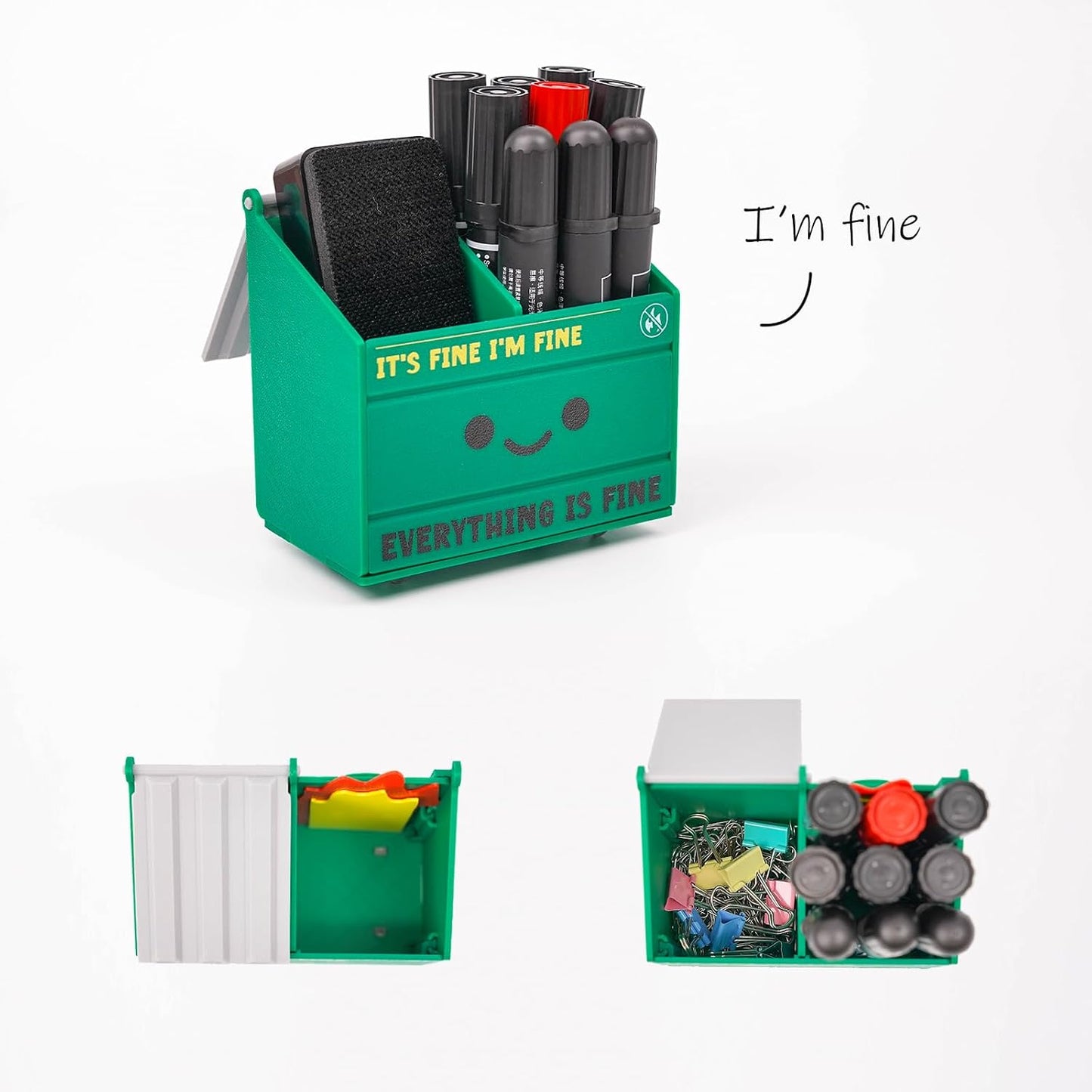Tian Zhun Dumpster Fire Pencil Holder Funny Magnetic Pen Holder Strong Magnets to Store Marker Pencil Organizer for Refrigerator Whiteboard Locker Home Office or Hospital