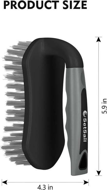 SetSail Scrub Brush, Heavy-Duty Scrub Brushes for Cleaning with Stiff Bristles Cleaning Brush for Shower, Bathroom, Carpet, Kitchen and Bathtub Scrubber - 2 Pack | Durable Bristles Ergonomic Non-Slip Tpr Grip. U-Style Hanging Loop for Storage. Use for