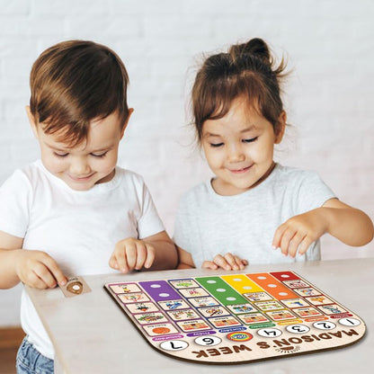 TinyKidz Wooden Daily Routine Chart 11x15, Schedule Board for Kids, Wooden Chore Chart for Kids, Responsibilities Chart for Toddlers, Morning Bedtime Routine for Toddlers