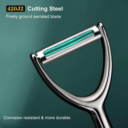 SUCCFLY Stainless Steel Vegetable Peeler Set, Premium Veggie Fruit Peeler | Ultra Sharp Potato Apple Carrot Peelers, Rotary Serrated 420J2 Blade, Thicken Non-Slip Ergonomic Handle, 5-Year Warranty