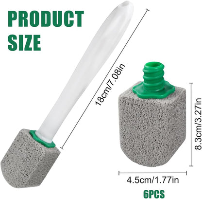 AUAUY 6 Pack Pumice Stone with Handle, Toilet Bowl Pumice Stone for Cleaning, Hard Water Toilet Ring Remover, 1 Handle + 6 Pumice Stones for Cleaning Toilets, Bathtubs, Grills, Kitchen Sink