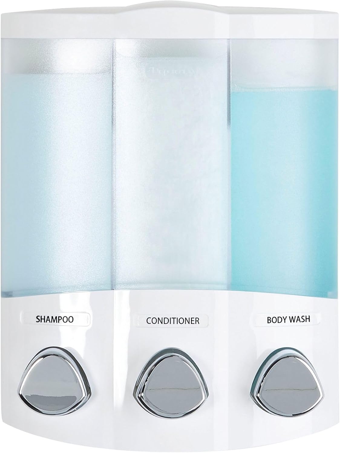 Better Living Products, White 76354 Euro Series TRIO 3-Chamber Soap and Shower Dispenser