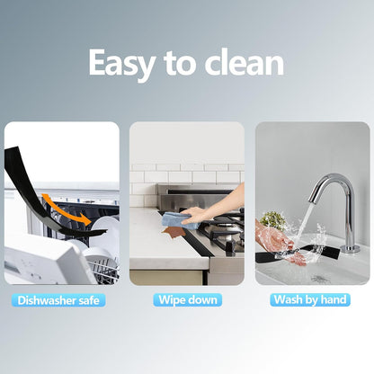 Silicone Stove Counter Gap Cover, 25 inch Kitchen Gap Filler Cover, Black | Black, 63cm/25", Heat Resistant, Machine Washable, Cuttable, Oven Gap Seals Spills Strip for Stovetop and Countertop