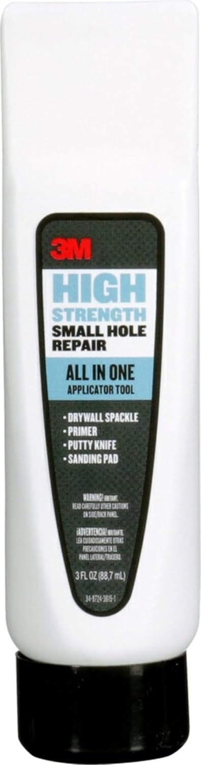 3M High Strength Small Hole Repair, All-in-One Applicator Tool | Quick and Easy Repair for Nicks and Nail Holes, Includes Putty Knife, Spackle, and Sanding Pad For Wall Repairs