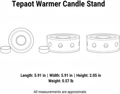 Stainless Steel Tea Light Candle Holder Stand for Glass Kettles and Mugs, 5.9x5.9 Inch Base