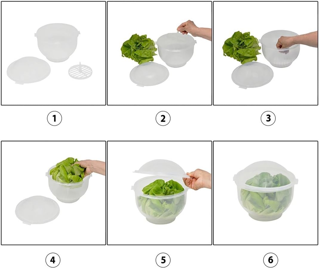 Home-X Lettuce Keeper - BPA-Free Lettuce Keeper for Refrigerator to Keep Salads and Vegetables Fresh - 7" x 8" Lettuce Crisper with Drainage Reservoir - Clear See-Through Vegetable and Fruit Crisper