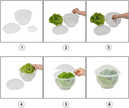 Home-X Lettuce Keeper - BPA-Free Lettuce Keeper for Refrigerator to Keep Salads and Vegetables Fresh - 7" x 8" Lettuce Crisper with Drainage Reservoir - Clear See-Through Vegetable and Fruit Crisper