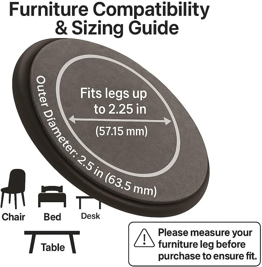 SoftTouch 2-1/2" Square Reusable Carpet Bottom Furniture Caster Cups for Office Chairs, Desks, and Carts, Furniture Wheel Caster Cups for Carpet and Hardwood Surfaces, 12-Pack, Brown/Gray