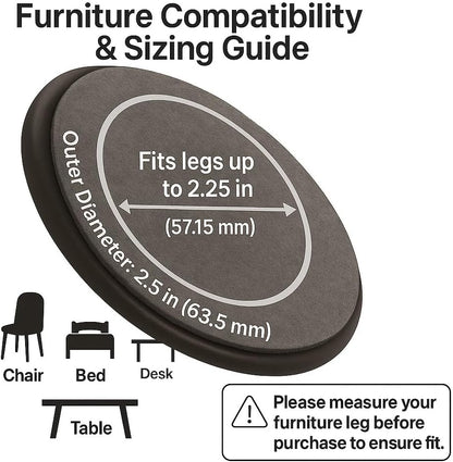 SoftTouch 2-1/2" Square Reusable Carpet Bottom Furniture Caster Cups for Office Chairs, Desks, and Carts, Furniture Wheel Caster Cups for Carpet and Hardwood Surfaces, 12-Pack, Brown/Gray