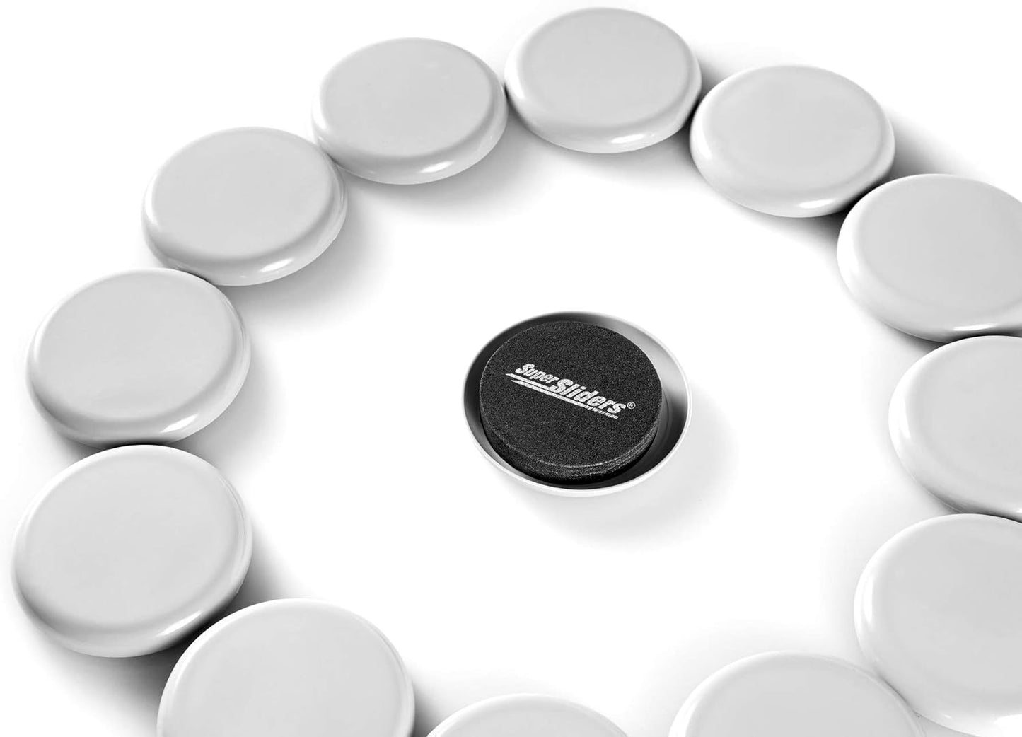 Super Sliders 2 1/2" Round Reusable Furniture Sliders- Easily Move Small to Medium Sized Items Across Carpet 8 Pack Gray