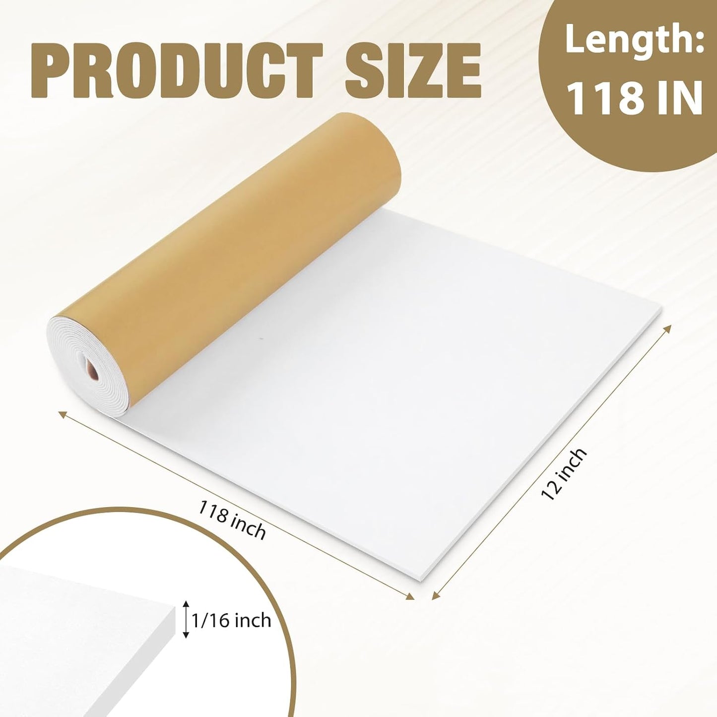LSGCQ Sponge Neoprene Foam Padding Self Adhesive Foam Sheets, White | Closed Cell Foam Sheet Neoprene Rubber Pad for DIY Gaskets Shock Pads Liner Crafts, 12" Wide x 1/8" Thick x 59" Long