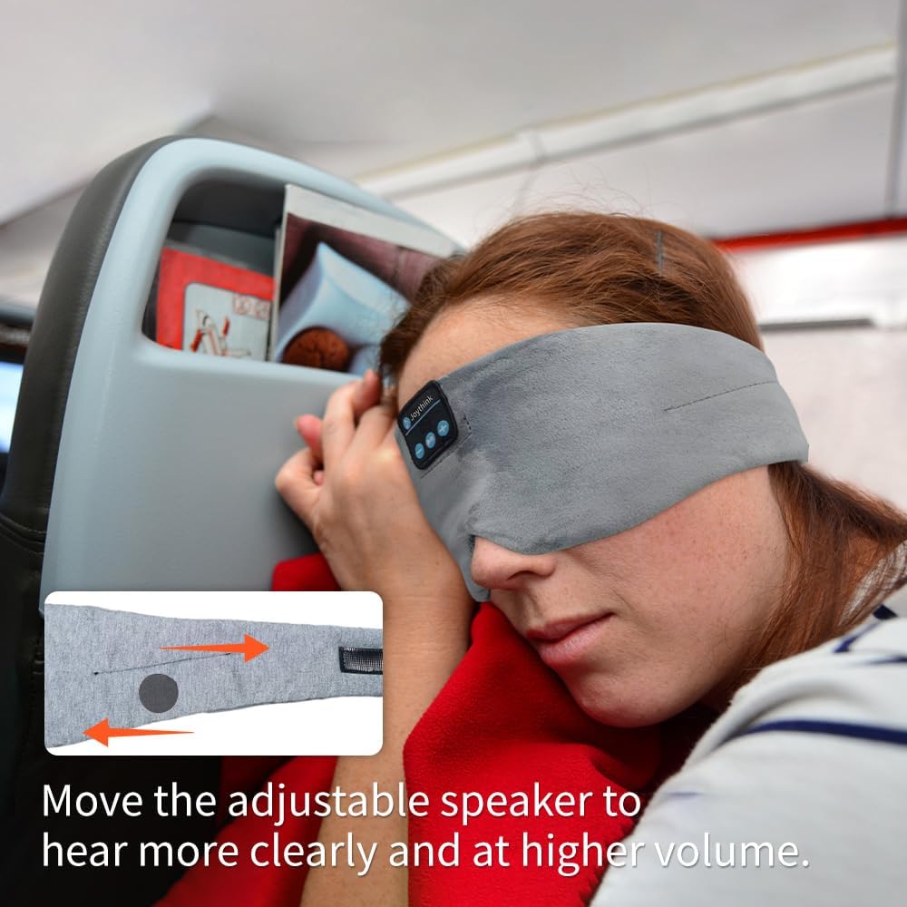 Joythink Sleep Headphones Bluetooth Sleep Mask Silk Headband Earphones Bluetooth Eye Mask for Sleeping On Side Blackout Soft Sleep Earphones Music Kids Children Eye Cover Purple