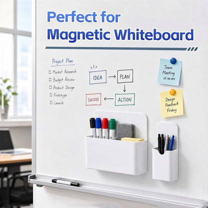 Magnetic Pen Holder, 2 Pack Magnetic Dry Erase Marker Holder, Black Strong Magnetic Marker Holder Pen Pencil Organizer for Whiteboard, Refrigerator, Office, Locker Accessories, Classroom Must Haves