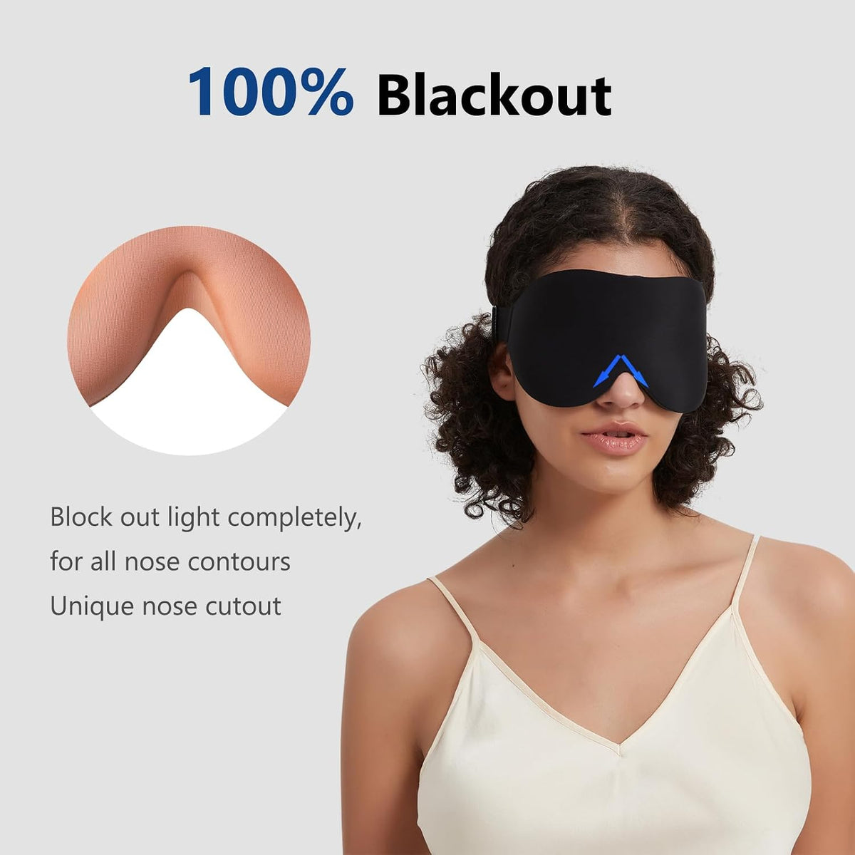 ALASKA BEAR Memory Foam Sleep Mask, Contoured Eye Cups for Women Men, Blue