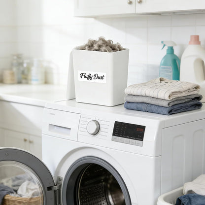 Rainmae Magnetic Laundry Lint Bin with Lid, Dryer Lint Bin, Wall-Mounted Trash Can with Lid Plastic Storage Dryer Lint Holder, Magnetic Lint Bin, Space-Saving Organizer Solution for Laundry, White