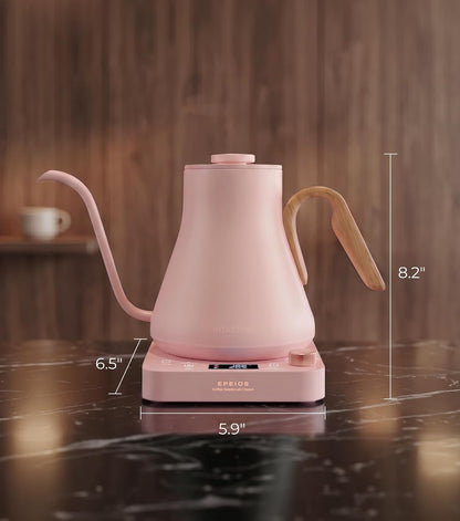 Epeios Electric Kettle, Gooseneck Electric Kettle with ±1°F Temperature Control, 1200W Rapid Heating for Pour Over Coffee & Tea, 304 Stainless Steel Interior, Auto Shut-Off, 0.9L, Black | Rapid Heating, Precision Pour-Over for Coffee & Tea,Smart Hot