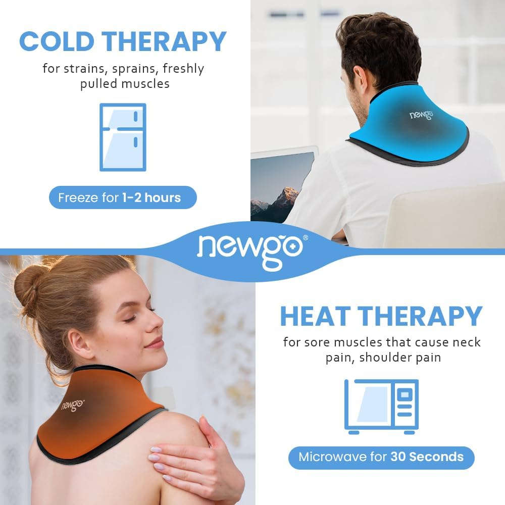 NEWGO Neck Ice Pack Wrap Gel, Ice Packs for Neck Reusable, Hot and Cold Compress, Relief of Pain, Swelling, Office Pressure and Surgery Recovery