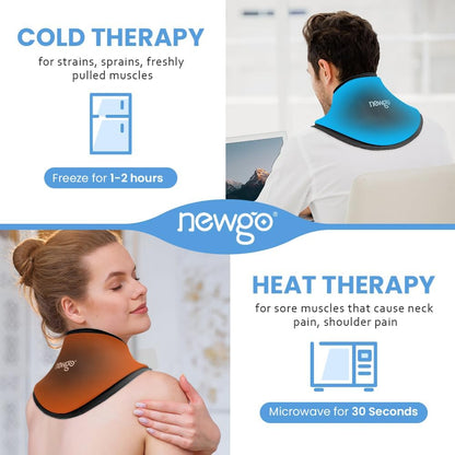 NEWGO Neck Ice Pack Wrap Gel, Ice Packs for Neck Reusable, Hot and Cold Compress, Relief of Pain, Swelling, Office Pressure and Surgery Recovery