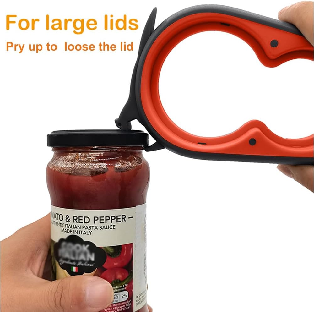 Jar Opener for Weak Hands, 5 in 1 Bottle Opener for Seniors with arthritis | Multifunctional Adjustable Lid Opener with Non-Slip Rubber Gripper Pad – Effortlessly Opens Jars, Bottles & Pop-Top Cans