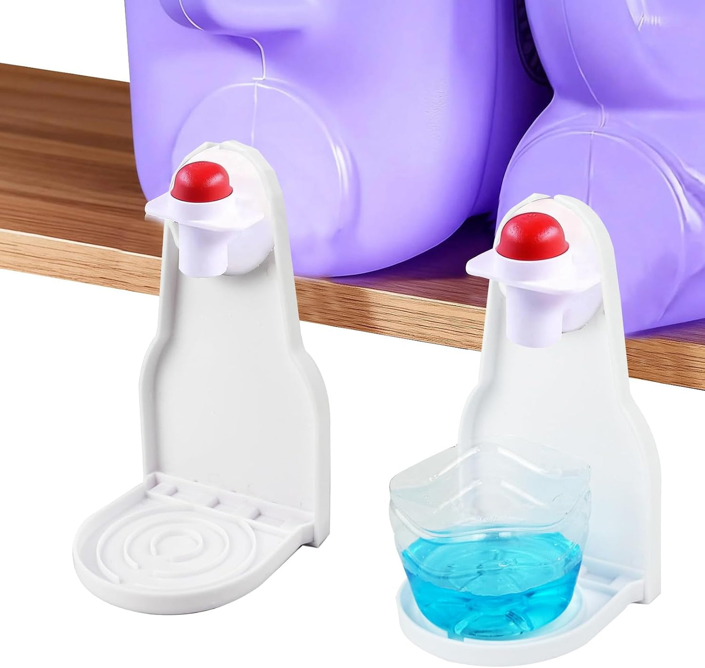 2PCS Laundry Detergent Dispenser Cup Holder, Fabric Softener Drip Catcher Effort-Saving Switch Easy Cleaning, Firmly Holds on Bottle spouts for a Mess-Free Laundry Room Organization