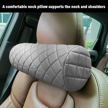 Car Neck Pillow for Pain Relief,Cars Seat Long Back Cervical Neck Support Pillow,Car Side Travel Headrest Round Roll Log Cylinder Pillows for Driving Seat,Memory Foam(Black)