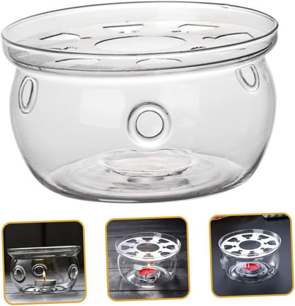 ABOOFAN High Borosilicate Glass Teapot Warmer with Candle Holder Elegant Heating Base for Tea House Restaurants and Home Use Tea Accessory
