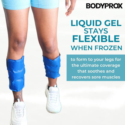 BODYPROX Shin Splint Ice Pack 2 Pack - Reusable Cold and Hot Wrap for Shin Splints Pain Relief, Flexible Ice Pack for Runners