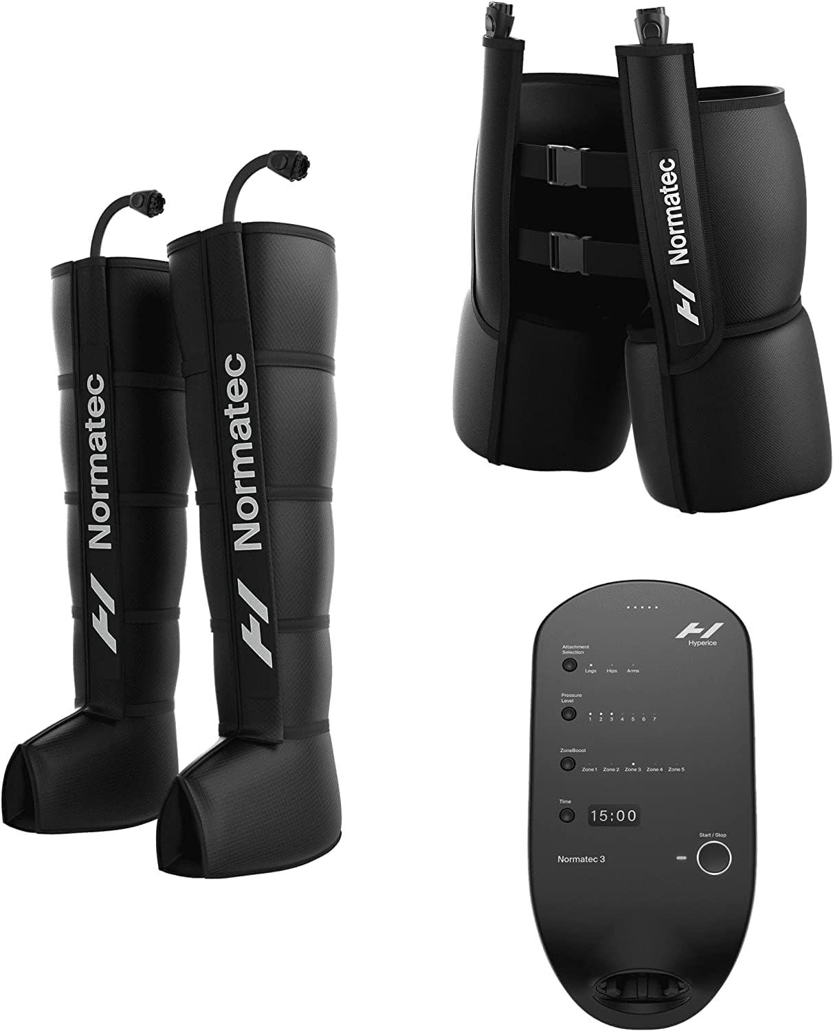 Hyperice Normatec 3 Legs Compression Boots Full Leg Recovery Size Standard | Relieve Muscle Aches Pain | Reduce Tension Swelling | 7 levels | Increase Circulation | ZoneBoost | FSA-HSA Eligible | TSA