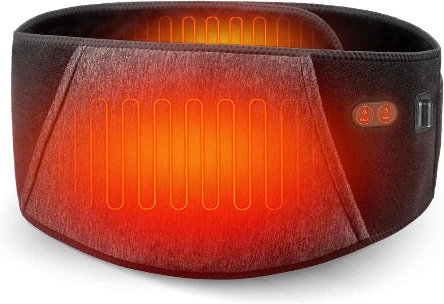 Heated Waist Belt, Cordless Lower Back Heating Pad, Black | Supports both battery-powered and adapter-powered use,Three-level adjustable temperature, rechargeable battery
