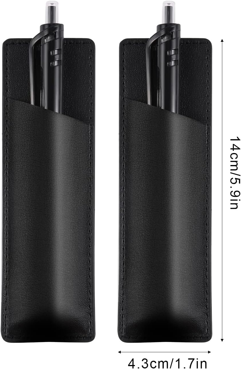 KINBOM 2pcs Leather Magnetic Pen Holder for Refrigerator PU Leather Pen Pouch Holder for Fridge or Other Metal Surfaces (Black)
