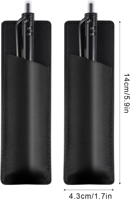 KINBOM 2pcs Leather Magnetic Pen Holder for Refrigerator PU Leather Pen Pouch Holder for Fridge or Other Metal Surfaces (Black)