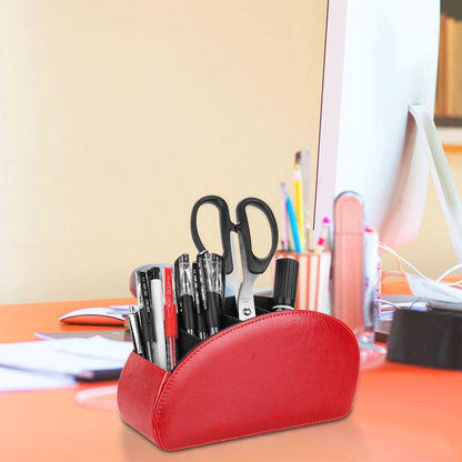 SITHON Remote Control Holder with 5 Compartments | PU Leather Remote Caddy Desktop Organizer Store TV, DVD, Blu-Ray, Media Player, Heater Controllers, Stripe Black