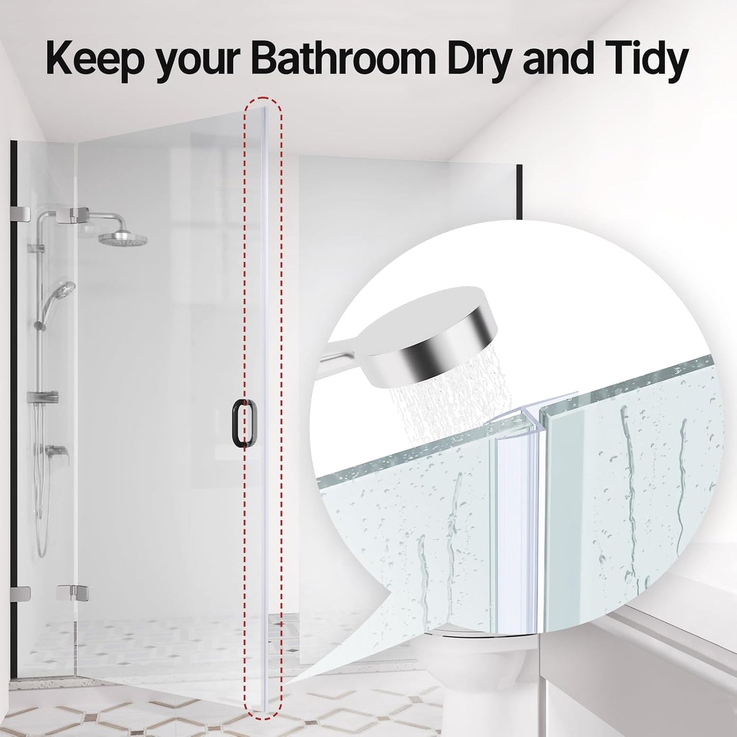 AmazerBath Frameless Shower Door Bottom Seal 39 inch (Set of 2) - Clear, Suitable for 3/8 Inch Glass, Modern Style