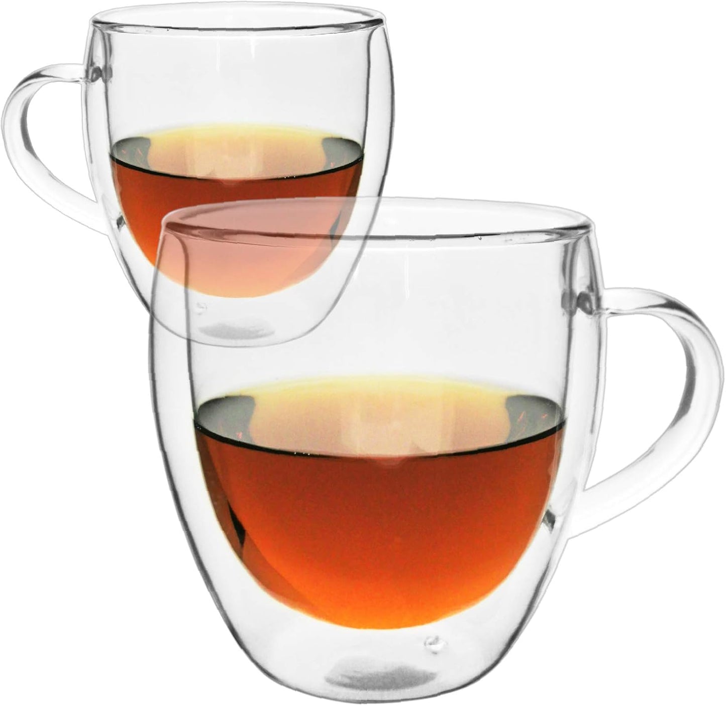 Glass Filtering Tea Maker Teapot with a Warmer and 6 Double-walled Tea Cups Set (Heating base, Standard)