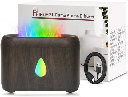 Flame Diffuser for Essential Oils, 200ml Ultrasonic Aroma Diffusers with Cool Mist, Aromatherapy Diffuser with Auto-Off Protection, Small Humidifier for Home,Office,Bedroom,Gift (Black)