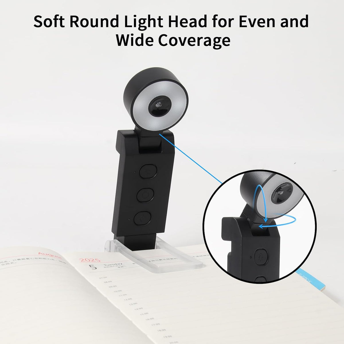 Rechargeable Book Light, Clip-On LED Reading Light, Eye-Caring