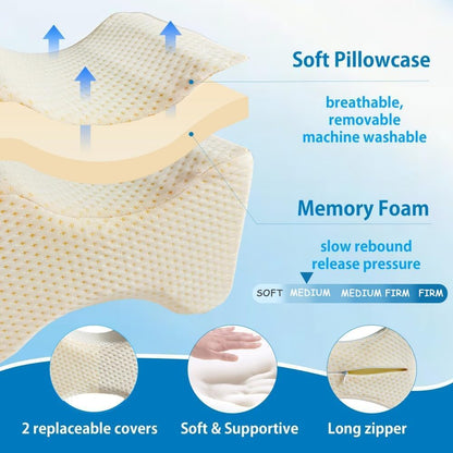 King Mills Plus Size Leg Pillow for Side Sleeping, Extra Large Smooth Spine Alignment Pillow, Side Sleeper Pillow Between Legs for Hip Pain Relief and Sciatica, Two Replaceable Cover | Smooth Spine Alignment, Hip Pain Relief and Sciatica, Two Replaceable
