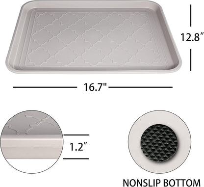 WATANIYA PET Boot Tray for Entryway Indoor, Heavy Duty Shoe Mat Tray 2 Packs, 16.7"x12.8" Waterproof Shoes Trays with Raised Edge, Outdoor Multi-Purpose Mats for Boots, Garden, Pets