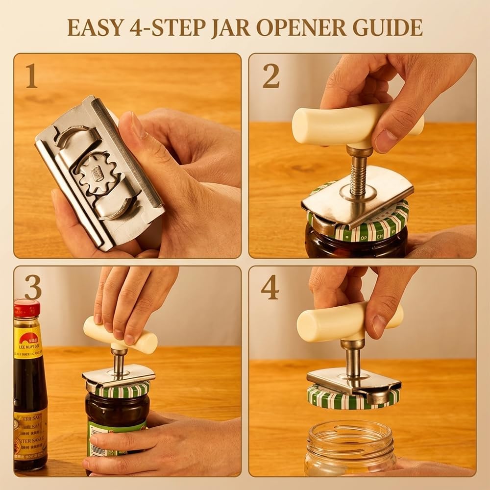 Jar Opener for Seniors and Weak Hands: Adjustable Stainless Steel Can Opener - Manual Jar Lid Remover Tool for Elderly, Adults and Everyday Home Use (green (1 pcs))