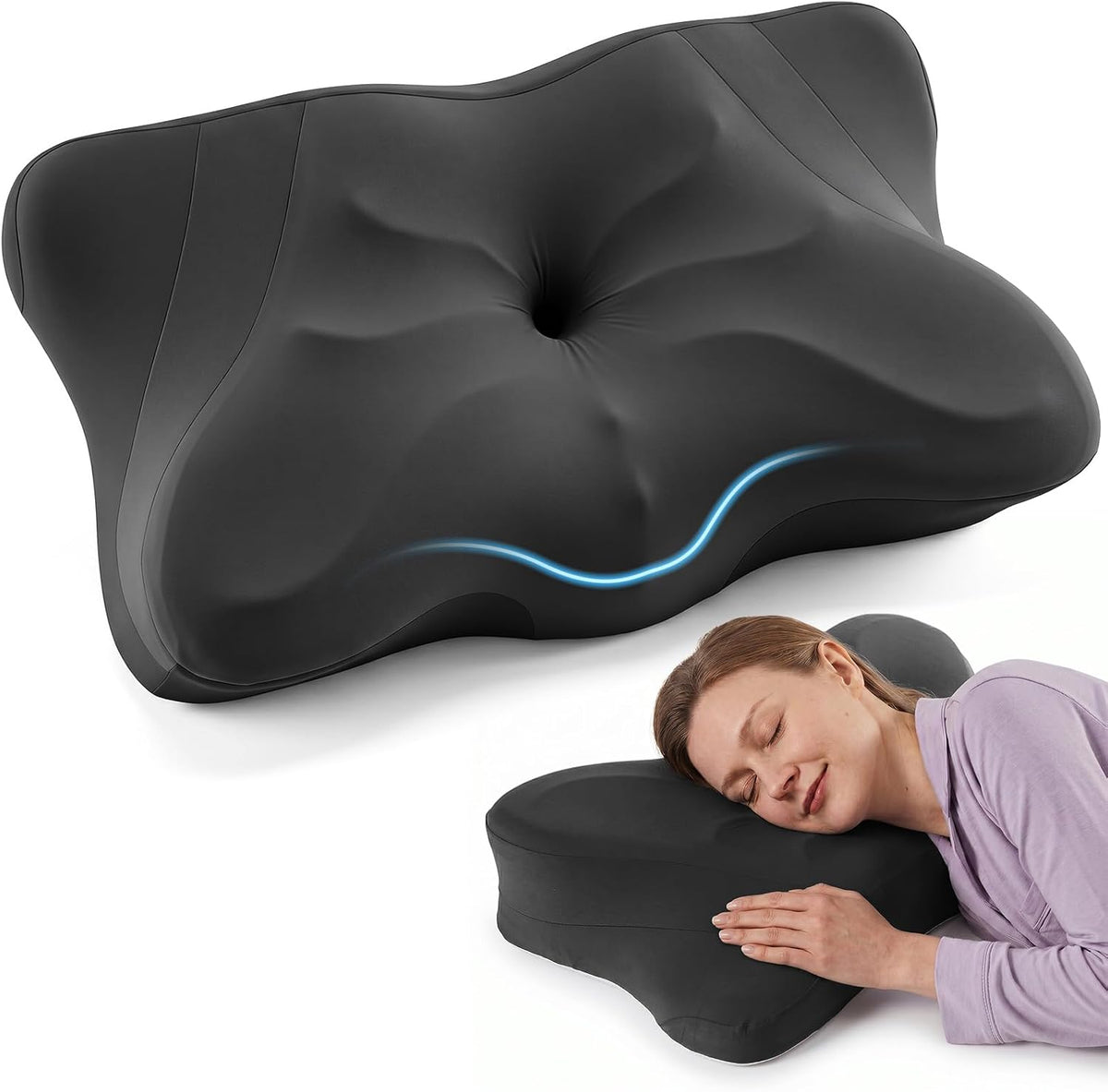 Sweetcrispy Cervical Pillow for Neck Pain Relief, Cooling Memory Foam