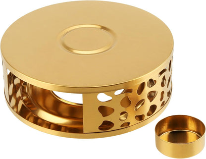 2 PCS Metal Teapot Warmer Base, Stainless Steel Teapot Warmer with Tealight Holder for Glass Or Ceramic Teapot, Gold