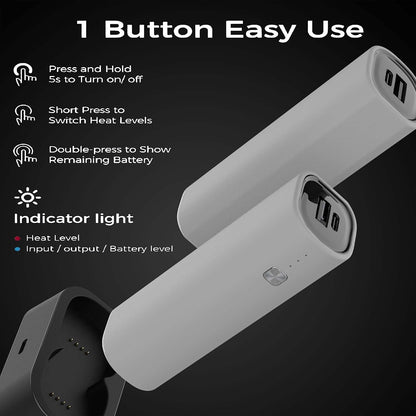 Hand Warmers Rechargeable 2 Pack, 10000 mAh Electric Hand Warmer,360°Surround Heat Magnetic Electric Handwarmer,3 in 1 Reusable Electric Heater & Power Bank with Fast Charging Station
