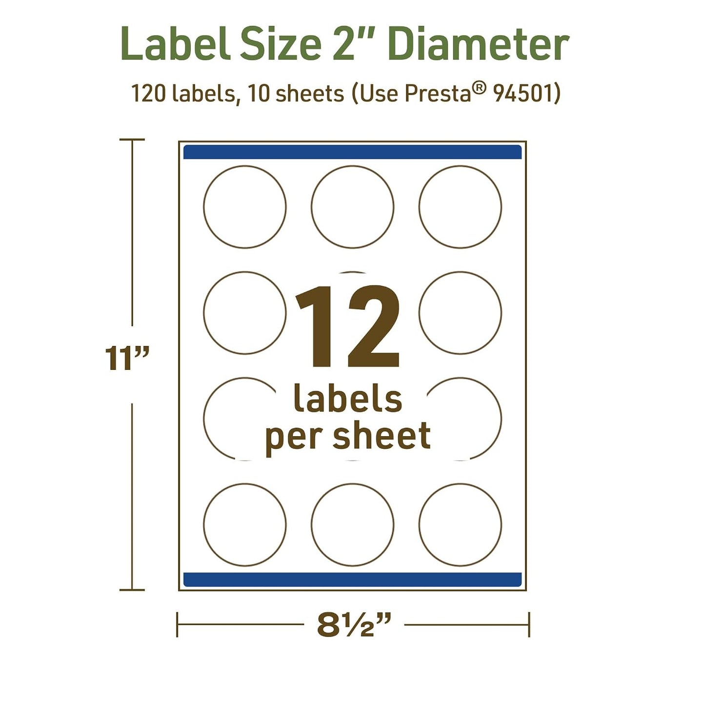 Avery Dissolvable Round Labels, Sure Feed Technology, 2" Diameter, Matte White, Print-to-The-Edge, Laser/Inkjet Printable, 60 Labels Total