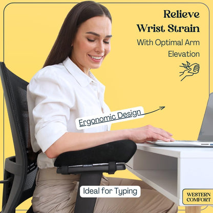 WESTERN COMFORT Thick Memory Foam Office Chair Arm Pads - Set of 2 Armrest Covers Provide Elbow Cushioning and Relieve Pressure (Ergonomic)