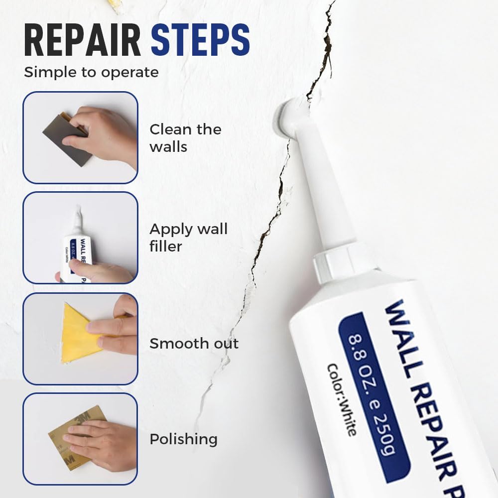 2026 New Wall Mending Agent,Drywall Patch Repair Kit with Scraper,White Spackle Wall Repair Paste Wall Repair Agent Tile Gap Filler for Holes & Cracks Nail Holes, Dents & Small Damage. (1 Pcs)