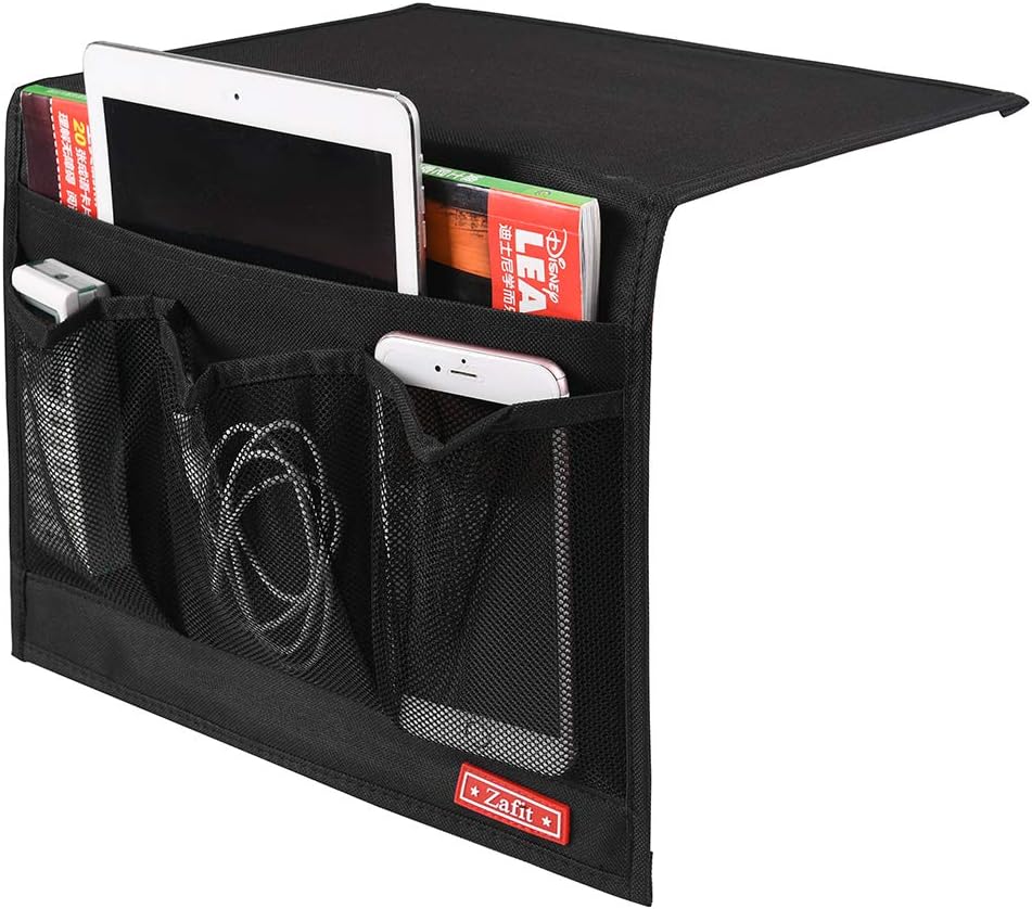 Zafit 5 Pockets Bedside Caddy, Bedside Storage Organizer for Water Bottles, Magazines, Phone, Glasses (5 Pockets-Grey)