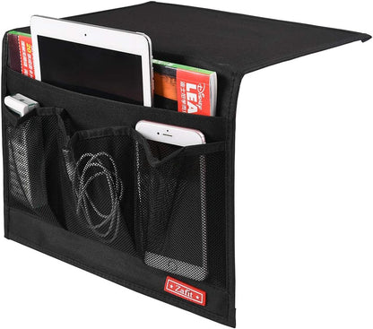 Zafit 5 Pockets Bedside Caddy, Bedside Storage Organizer for Water Bottles, Magazines, Phone, Glasses (5 Pockets-Grey)