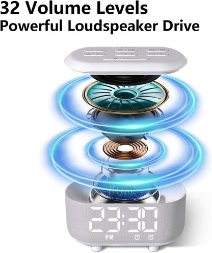 White Noise Alarm Clock Sound Machine for Bedroom Small Brown Noise Machine with 30 Soothing Sound Plug in Bedside Clock with NightLight Battery Backup 15 Wake up Sound Clock for Kids Heavy Sleeper